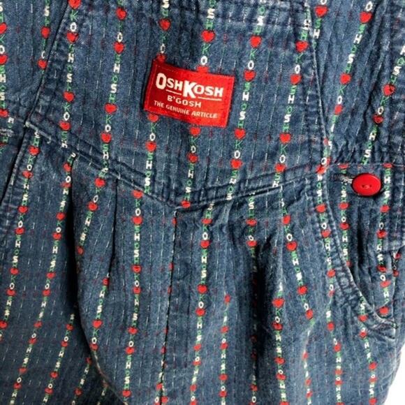 Vintage 80s/90s Oshkosh Denim Shortalls Hearts Size 6X - Picture 3 of 5
